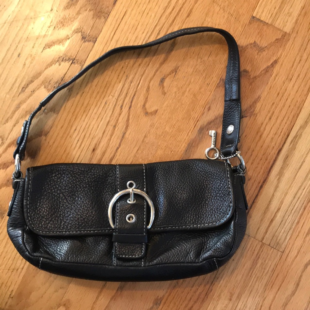 Fossil black leather bag